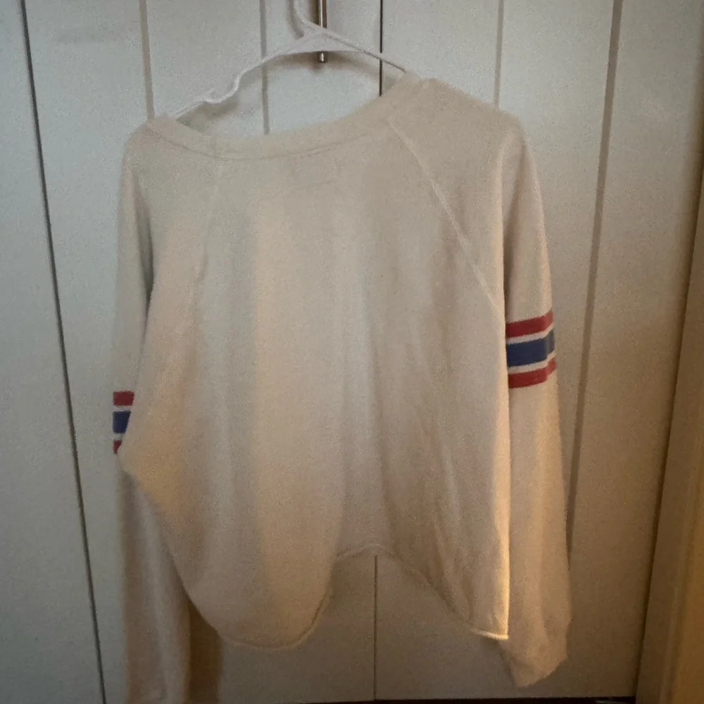Free People White Sweatshirt with Blue and Red 76 Print - Picture 2 of 4
